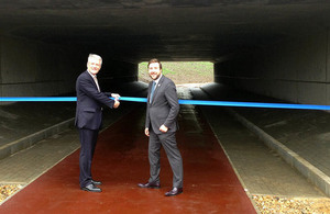 Andrew Jones opens newly-dualled section of the A421 and the enlarged Kingston roundabout