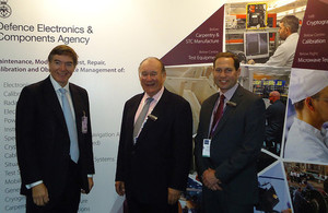 Minister for Defence Procurement Philip Dunne, Alex Jablonowski, Independent Non-Executive Chairman and Geraint Spearing, Chief Executive officially launching DECA at DSEI. Photo: Hannah Jukes-Jones. All rights reserved.