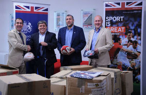 Ambassador Hobss donates 30 boxes of rugby kit to the President of the Paraguayan Rugby Union