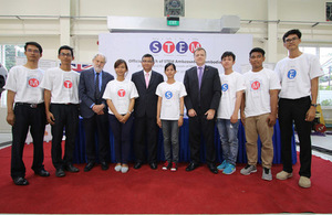 Lord Puttnam, the British Prime Minister’s Trade Envoy to Cambodia, Cambodian Education Minister HE Dr Hang Chuon Naron, Ambassador Bill Longhurst and STEM Ambassadors