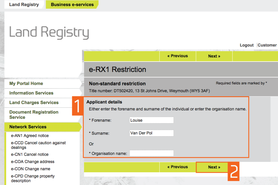 Enter applicant details