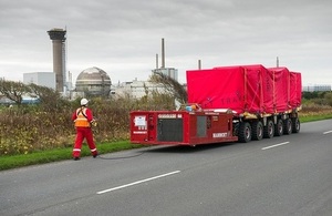 50 tonne 'transfer tunnel' arrives at Sellafield to be hoisted into place in the Magnox Swarf Storage Silo building