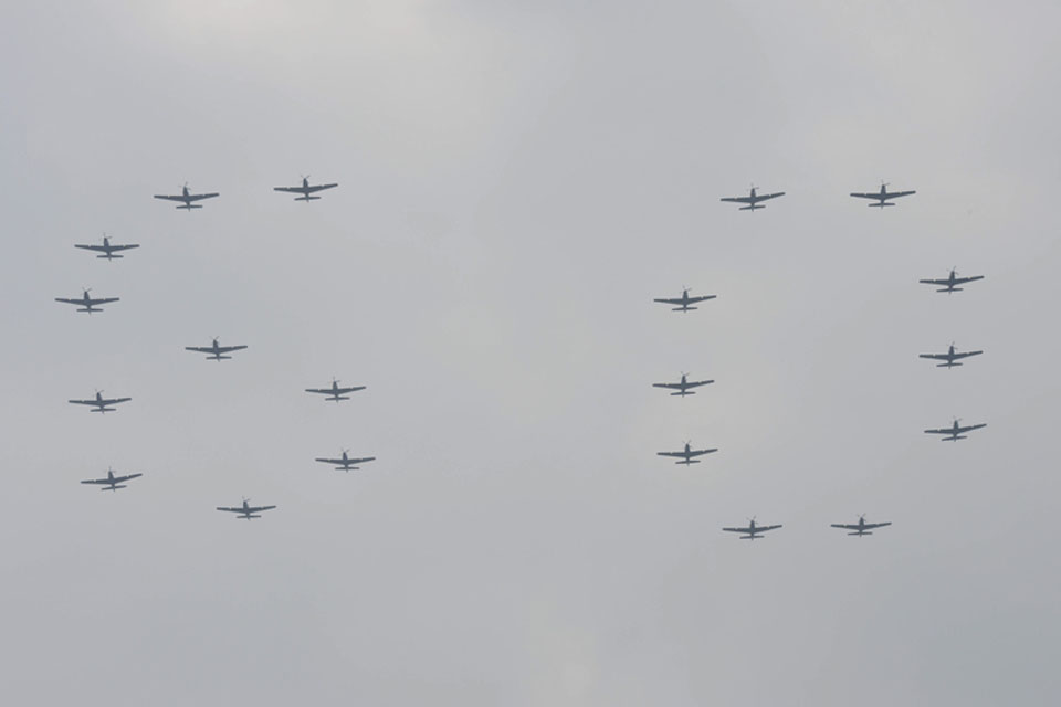 RAF Tucanos fly in a '60' formation