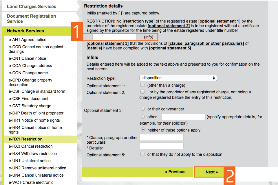 Record restriction details (M)