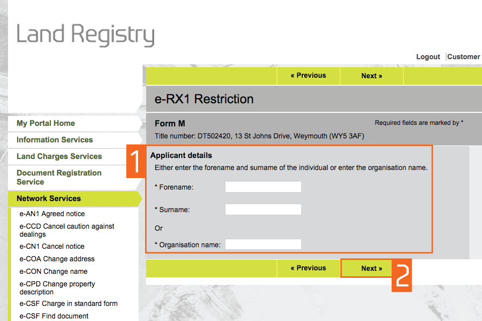 Enter applicant details (M)