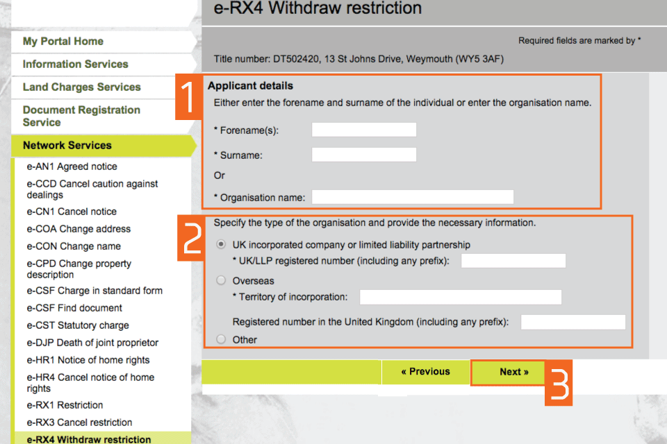 Enter applicant details