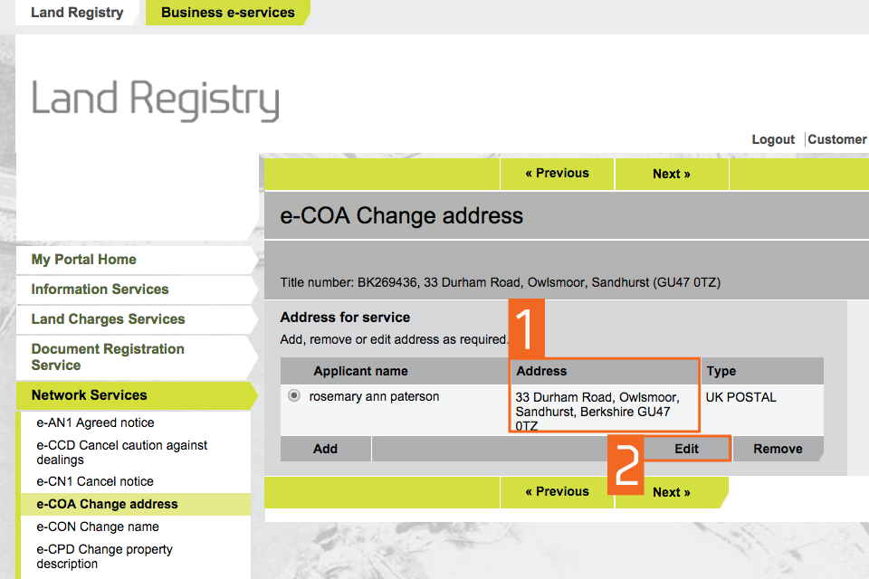 Change current address