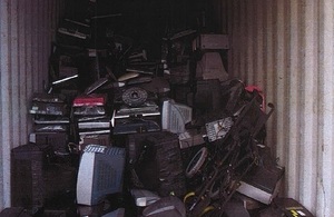 Shipping container full of electrical waste