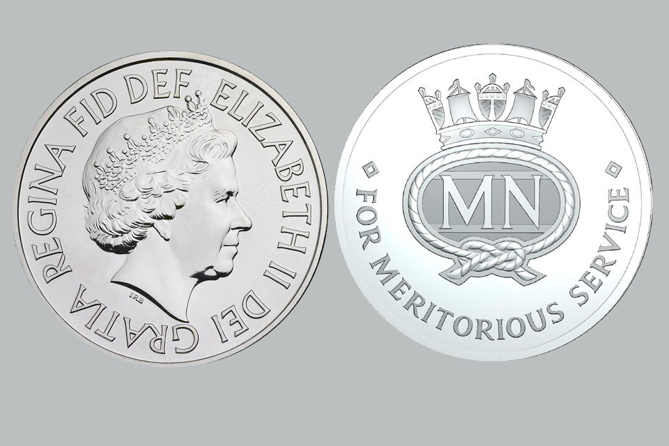 Artist's illustration of the Merchant Navy medal.