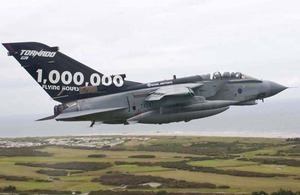 A Tornado GR4 from RAF Lossiemouth sports a special livery to commemorate one million hours flown by the Tornado GR Force