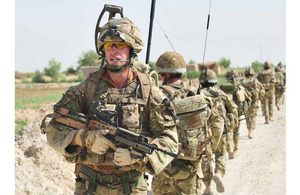 Royal Marines on patrol around Zaborabad