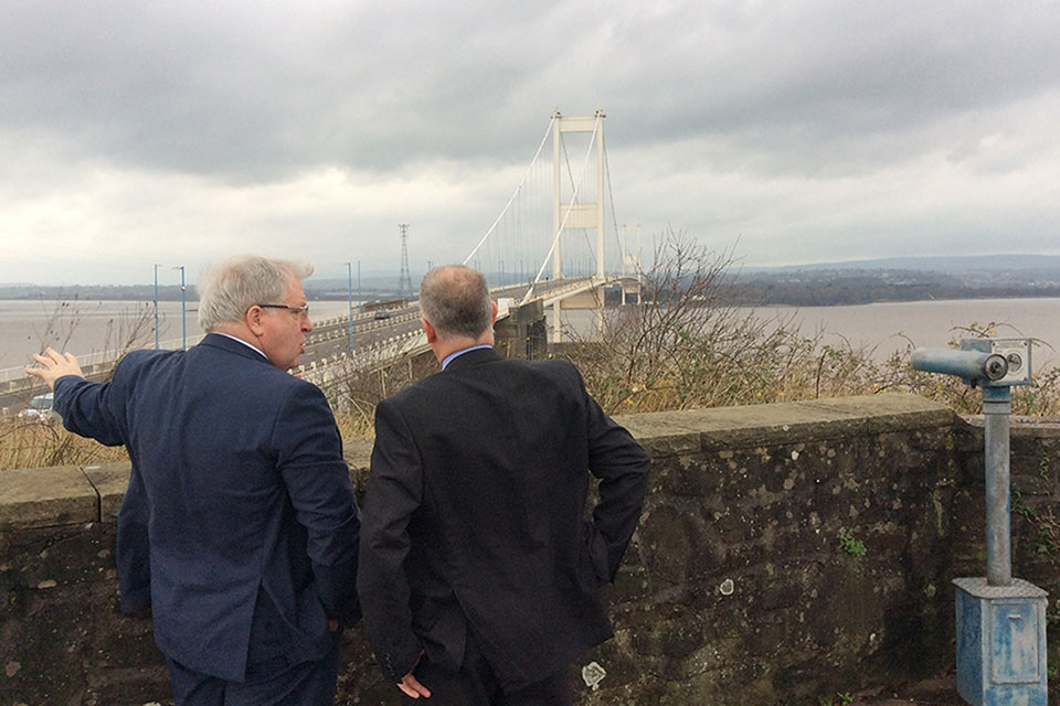 Patrick McLoughlin at the Severn Crossing.