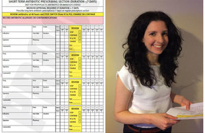 Marisa Lanzman shows the new drug chart used at the Royal Free hospital.