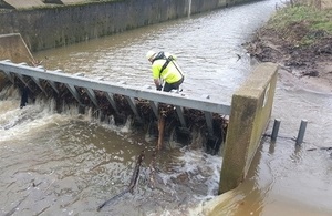 Environment Agency teams are out checking flood defences and clearing blockages in watercourses.