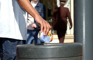 putting litter in the bin