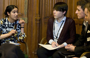 Mehvash Anmad talking to other youth ambassadors at the Parliament Week event.
