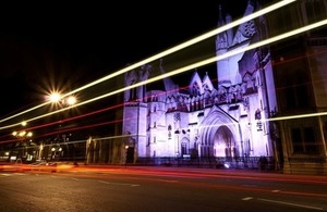 The Royal Courts of Justice at night