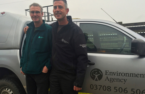 Environment Agency workers Dan Langdon, left, and Glyn Bowey