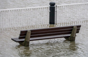 bench in flooded park
