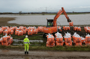 Environment Agency staff repairing breach at Croston, Lancashire