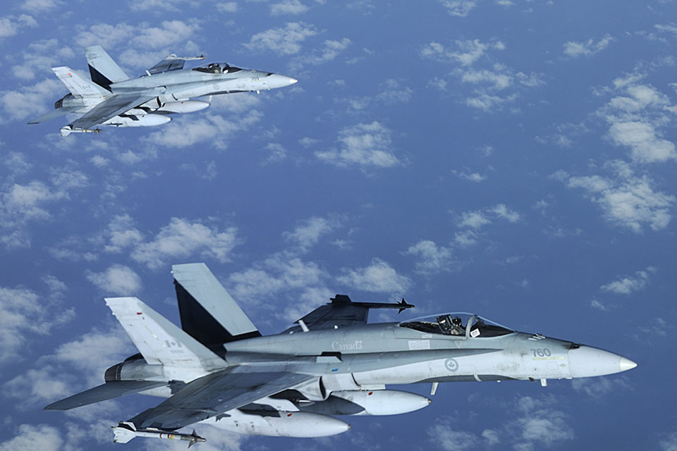 Canadian CF-188 Hornets supporting the NATO-led operation over Libya. HMS Liverpool's Fighter Controllers worked with coalition F18 fighter jets and tanker support aircraft, as well as Maritime Patrol Aircraft