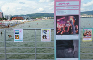 Take Your Pic promotional materials spread the campaign's messages in Sunny Beach.