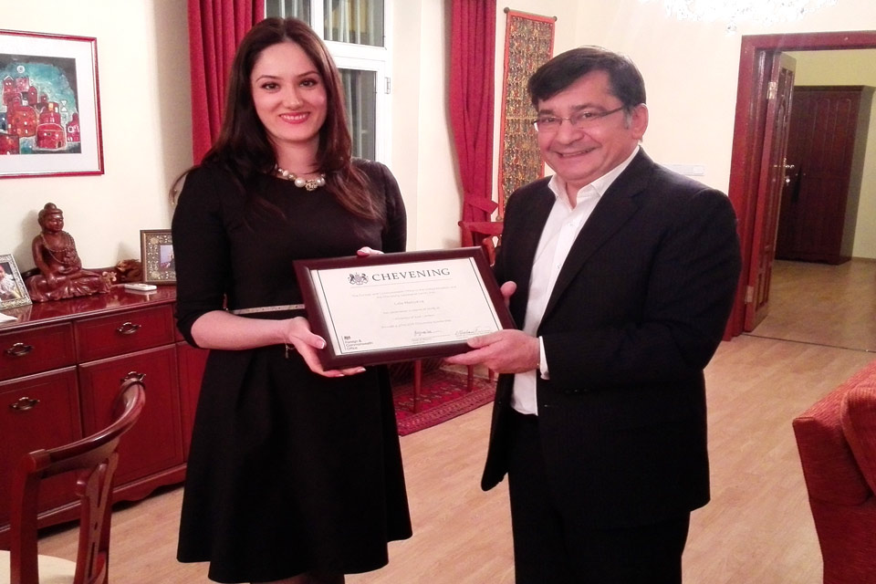 Presentation of Chevening certificate