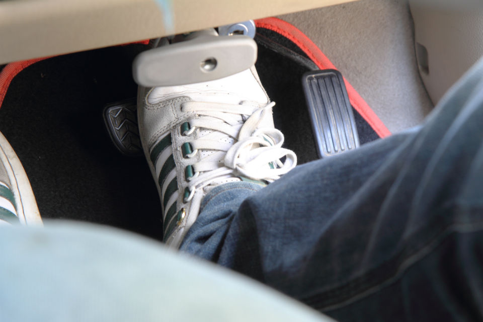 Foot on brake pedal