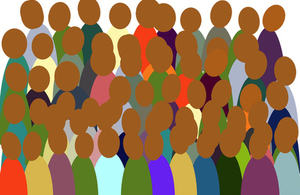 colourful basic graphic representing faces in a crowd