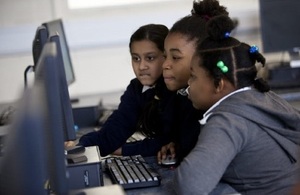 Girls working at computer