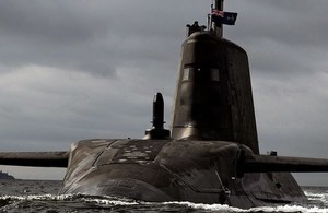 One of the Astute class submarines, HMS Artful, which will be fitted with the new navigation radar. Crown copyright.