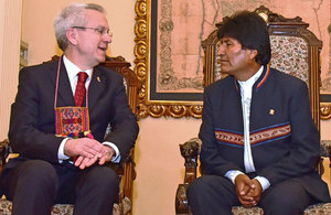 British Ambassador to Bolivia with President Evo Morales