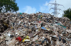 Waste at the transfer station close to an electrical sub station