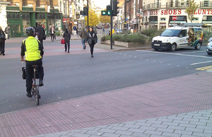 The cycle super crossing into Leicester's Granby Street.