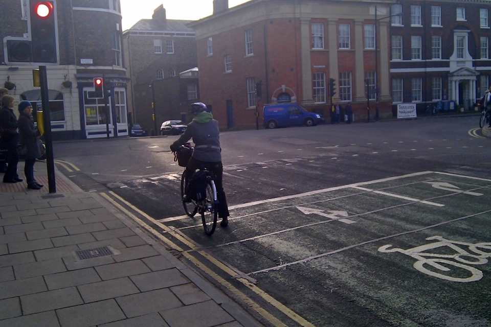 Cyclist at Queen Street junction.