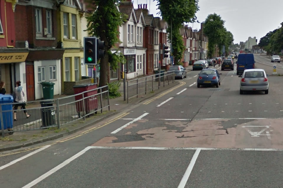 One of the Lewes Road junctions in Brighton before the improvements.