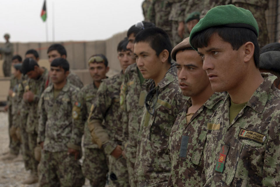 The warriors of the Heavy Weapons Tolay (Company), 1st Kandak (Battalion), 3/215 Brigade, are briefed prior to Operation SHAFUQ  