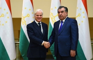 The Rt Hon Desmond Swayne with His Excellency President of Tajikistam Emomali Rahmon