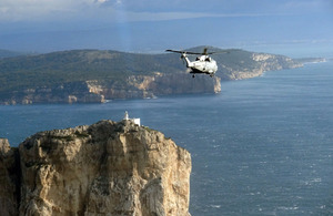 A Merlin helicopter from 820 Naval Air Squadron