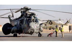 A Royal Navy Sea King Mk7 Airborne Surveillance and Control helicopter