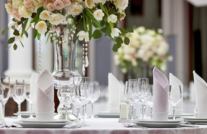 A table set out for an event