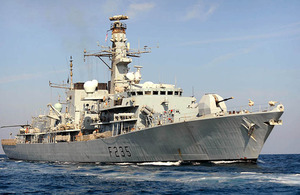 Royal Navy Type 23 frigate HMS Monmouth in the Gulf (stock image)