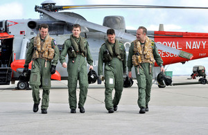 Left to right: Lieutenant Chris Whittington, Corporal Justin Morgan Royal Marines, and Lieutenant Commanders Richard Full and Martin Shepherd