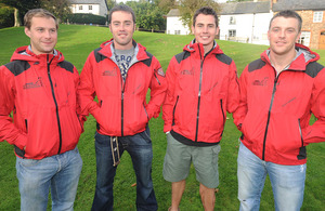 The expedition team. Left to right: Captain Guy Disney, Captain Martin Hewitt, Private Jaco van Gass and Sergeant Steve Young