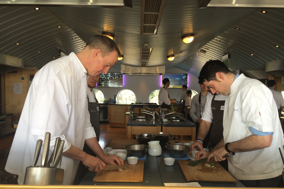 Nick Boles, MP, at Rick Stein’s Seafood Restaurant in Padstow Cornwall