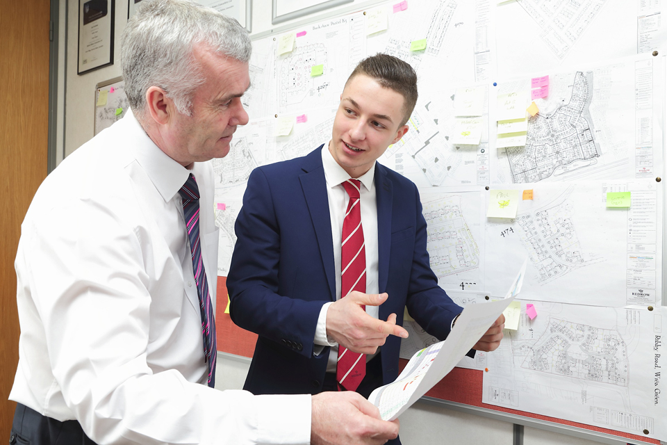 Lancashire apprentice Ben Finch and construction director Keith Collard of Redrow Homes