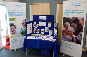 Promotional material for Alzheimer's Society's leading the fight against dementia campaign.