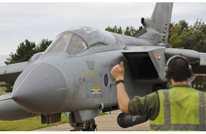An RAF Tornado arrives back at RAF Marham