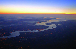 Aerial view of the lower Thames