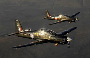 RAF Tucano training aircraft over the Lake District (stock image)